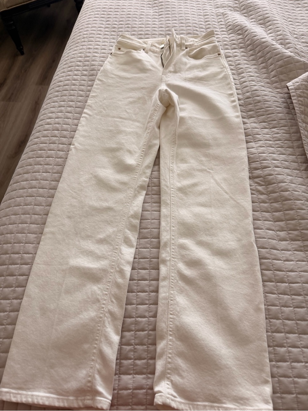 H&M Cream Wide-Leg Flared Jeans